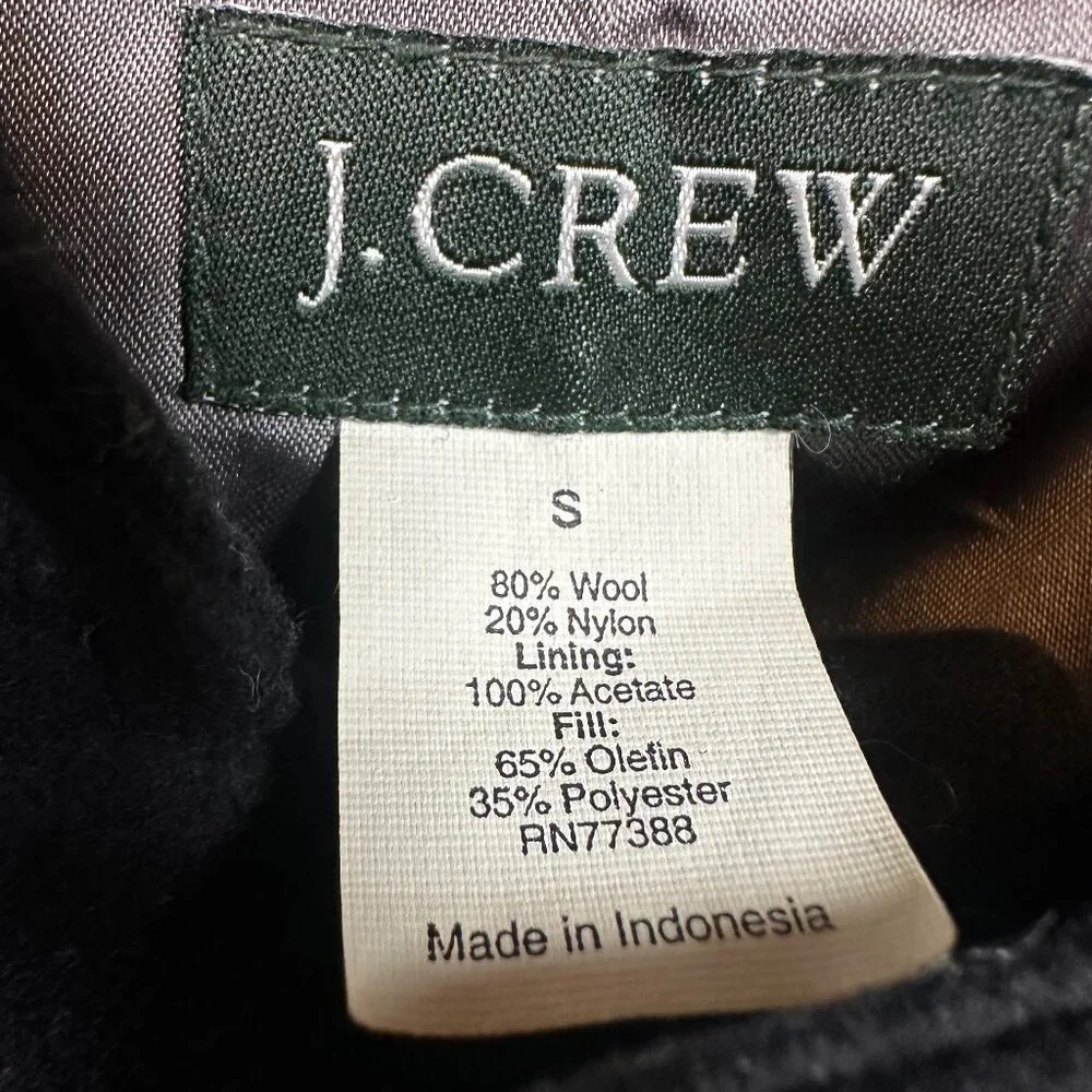 J. Crew Toggle Wool Blend Black Cottagecore Hooded Coat Women's Size Small - Picture 5 of 5